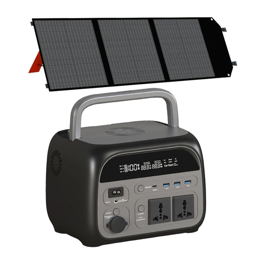 500W Power Station With 100W Solar Panel 18V USB TYPE-C Portable Power Bank 345.6Wh Lifepo4 Battery Charging Station